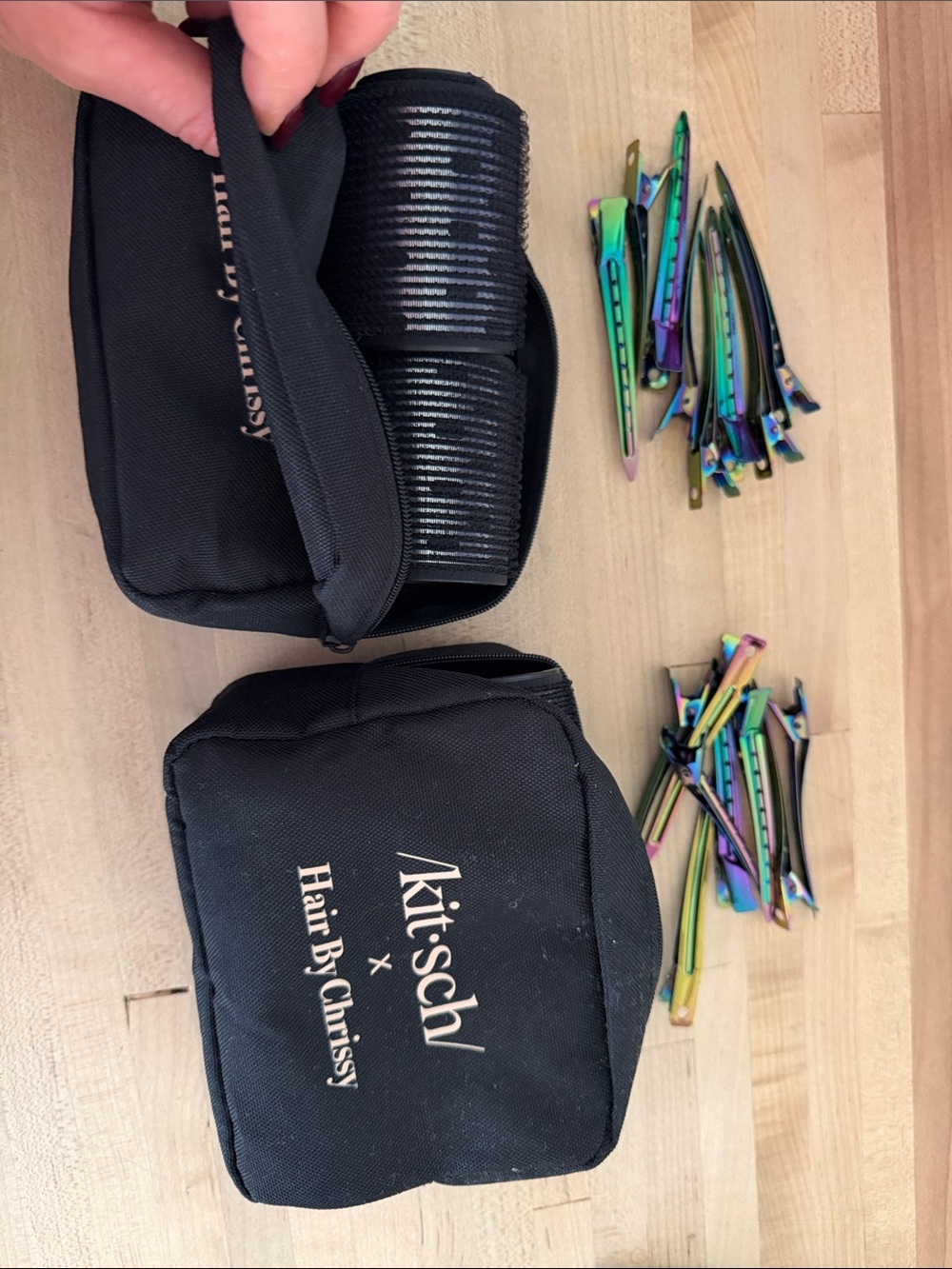 Kitsch Black Hair Accessory Set with Iridescent Metallic Clips